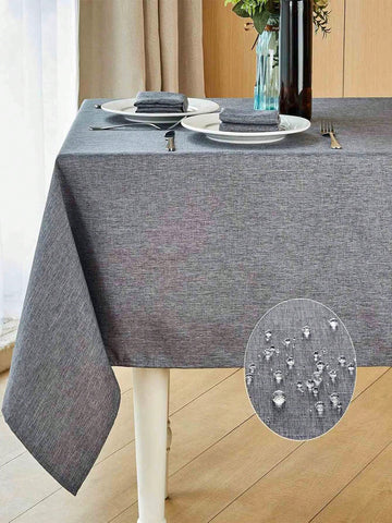 Wrinkle-Resistant, Water Repellent Faux Linen Rectangular Tablecloth With Classic Stitched Edge, Soft Fabric For Dining Room, Indoor, Party, Farmhouse, Outdoor Picnics, And Camping