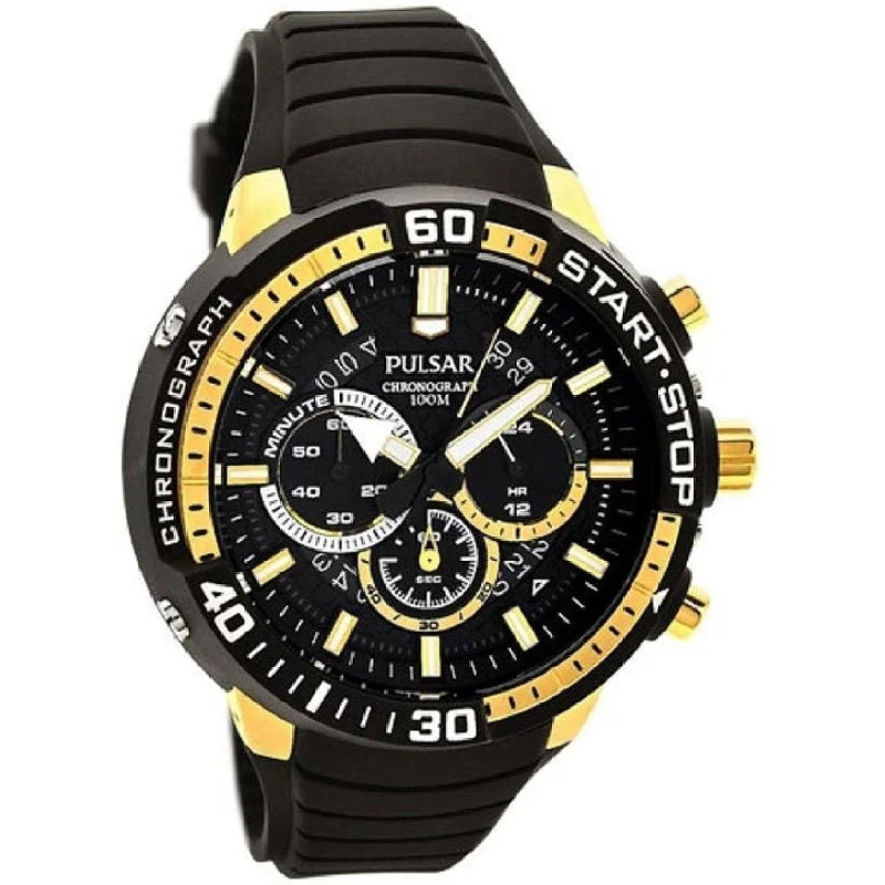 Pulsar Men's PT3550 Chronograph Black Silicone Watch