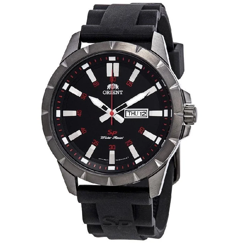 Orient Men's FUG1X00BB9 SP Day Date Black Stainless Steel Watch