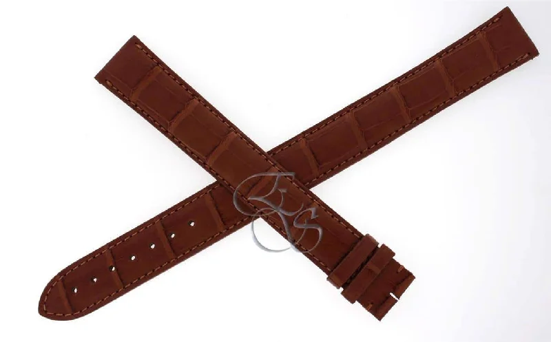 Cartier Alligator Leather Brown/Gold 20mm EXTRA LONG Watch Strap Band KD98ZK12