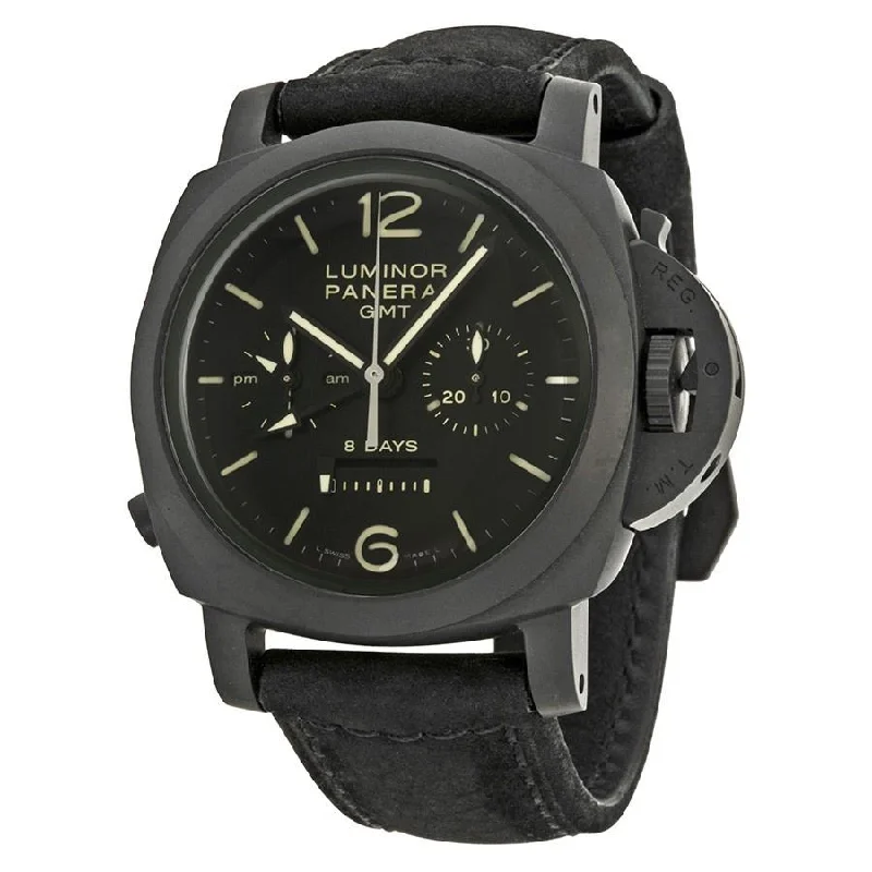 Panerai Men's PAM00317 Luminor 1950 Automatic Chronograph Black Leather Watch