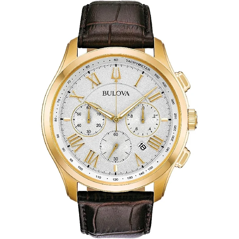 Bulova Men's 97B169 Classic Chronograph Brown Leather Watch