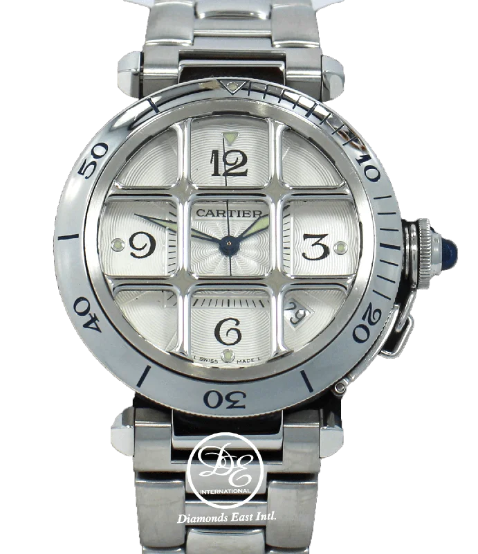 Cartier Pasha with Grille 38mm 2379 Automatic Stainless Steel Silver Dial