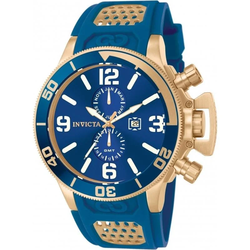 Invicta Men's 10505 Corduba Multi-Function Blue and Rose-tone Polyurethane and Stainless Steel Watch