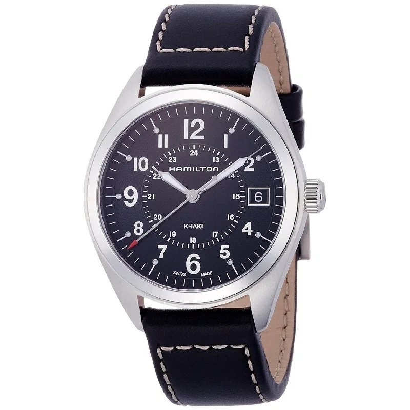 Hamilton Men's H68551733 Khaki Field Black Leather Watch