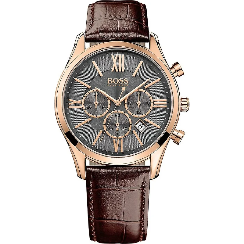 Hugo Boss Men's 1513198 Ambassador Chronograph Brown Leather Watch