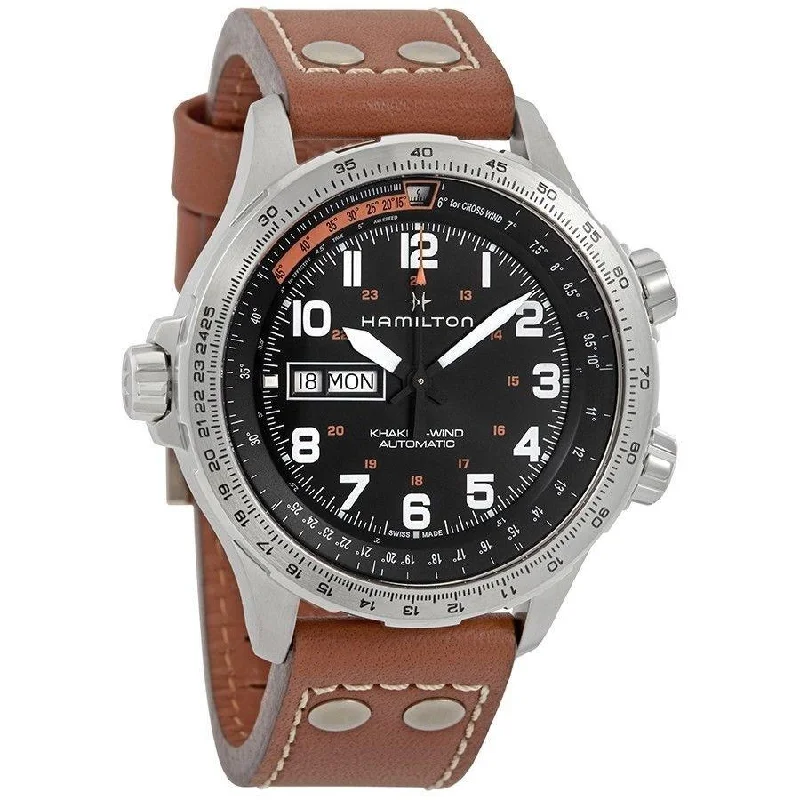 Hamilton Men's H77755533 Khaki Aviation X-Wind Automatic Brown Leather Watch