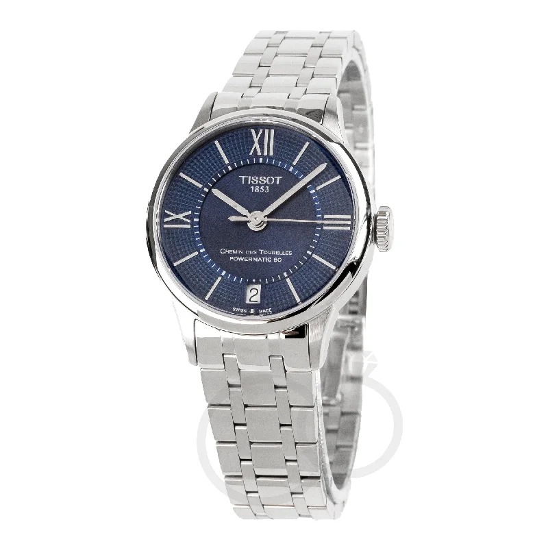 Tissot Chemin Des Tourelles Powermatic 80 Ladies Blue Grey Watch T0992071104800