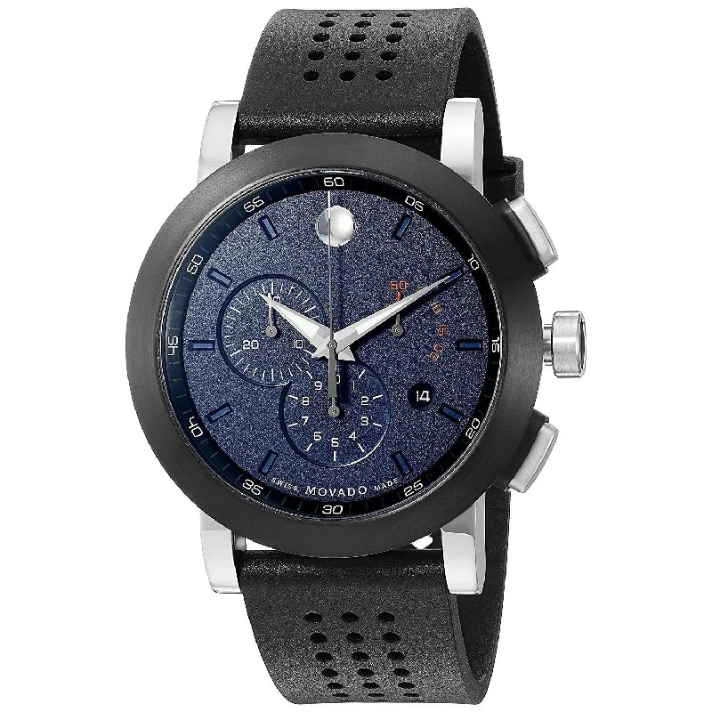 Movado Men's 0607002 Museum Sport Chronograph Black Leather Watch