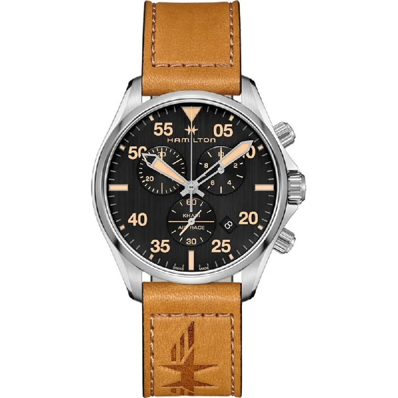 Hamilton Men's H76722531 Khaki Pilot Chronograph Brown Leather Watch