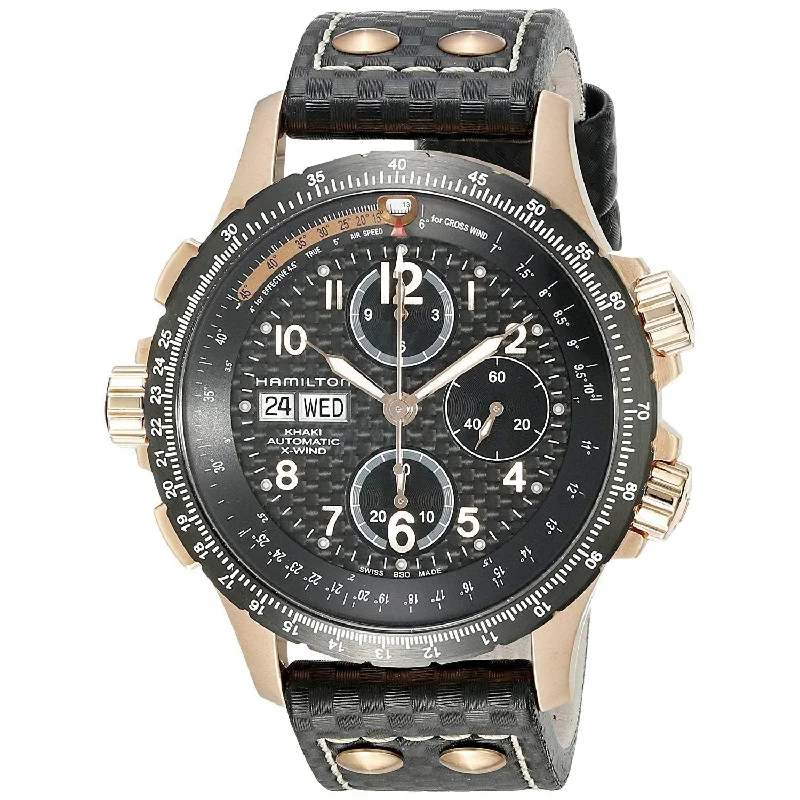 Hamilton Men's H77696793 Khaki X-Wind Automatic Chronograph Automatic Black Leather Watch