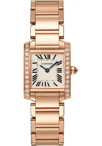 Cartier Tank Fran�aise Watch - 25 mm Pink Gold Diamond Case - WJTA0022