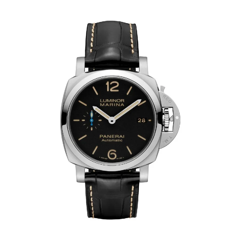 Panerai Men's PAM01392 Luminor Marina Automatic Black Leather Watch