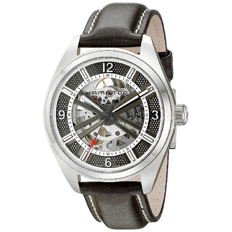 Hamilton Men's H72515585 Khaki Skeleton Automatic Brown Leather Watch