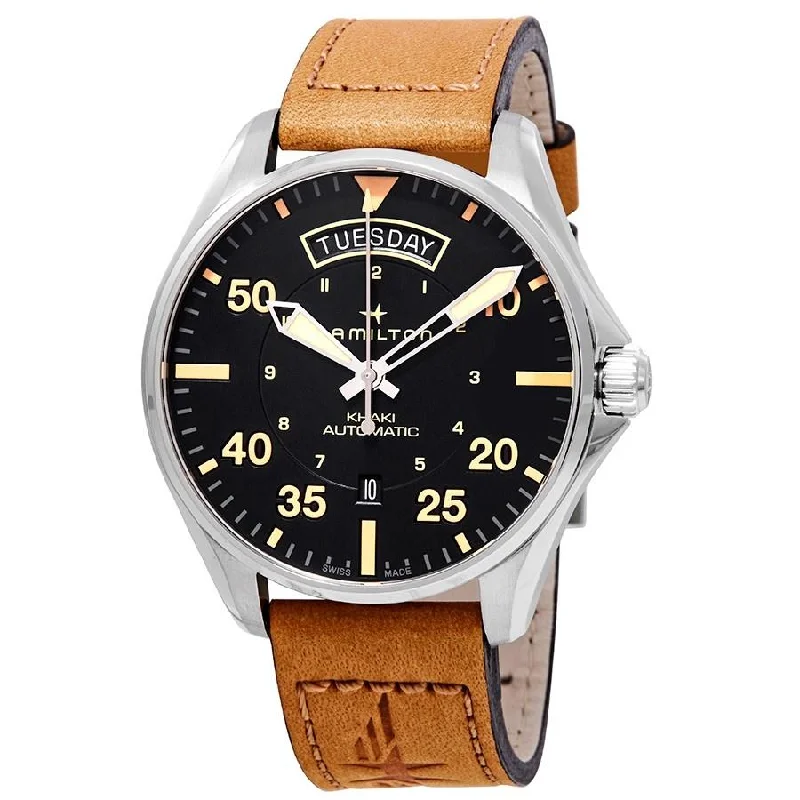 Hamilton Men's H64645531 Khaki Pilot Automatic Brown Leather Watch