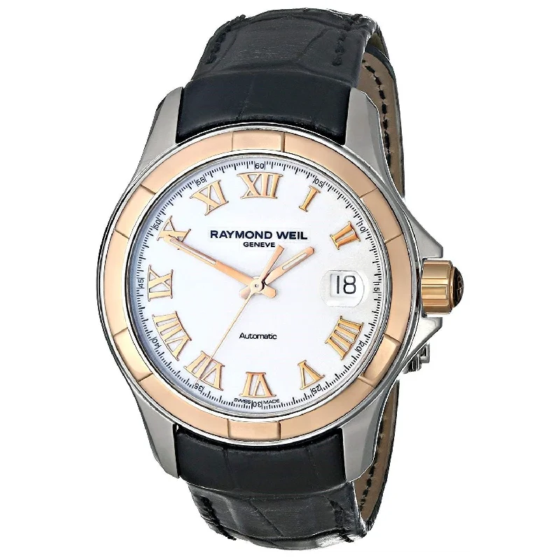 Raymond Weil Men's 2970-SC5-00308 Parsifal 18kt Rose Gold Automatic Black Leather Watch