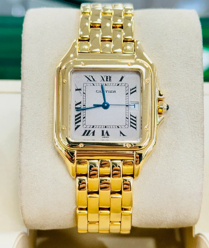 Cartier Panthere Large 18k Yellow Gold Art Deco Dial Quartz Watch REF# 1060