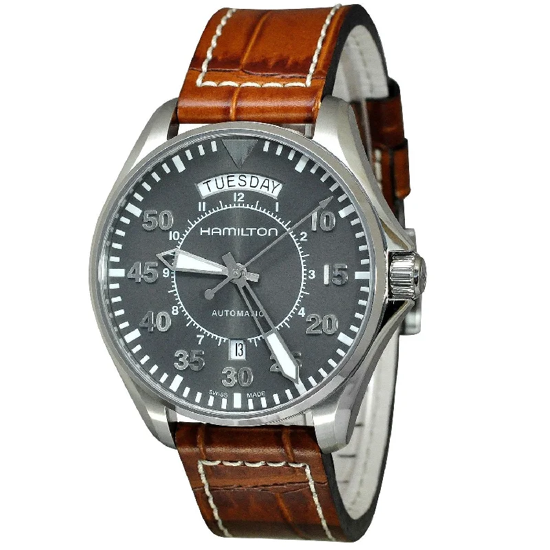 Hamilton Men's H64615585 Khaki Aviation Automatic Brown Leather Watch