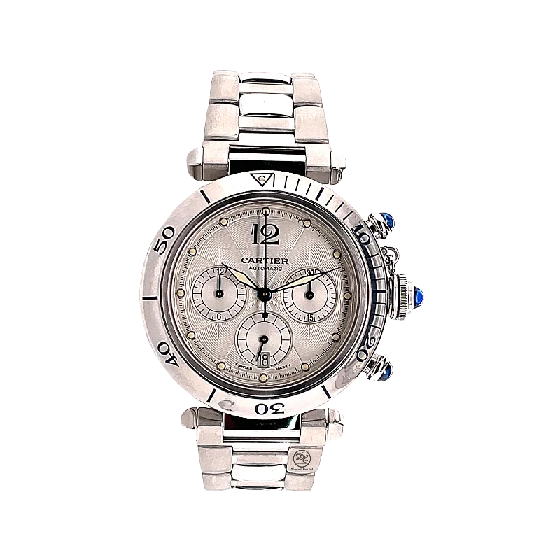 Pre-Owned Cartier Pasha Chronograph W31030H3 Stainless Steel