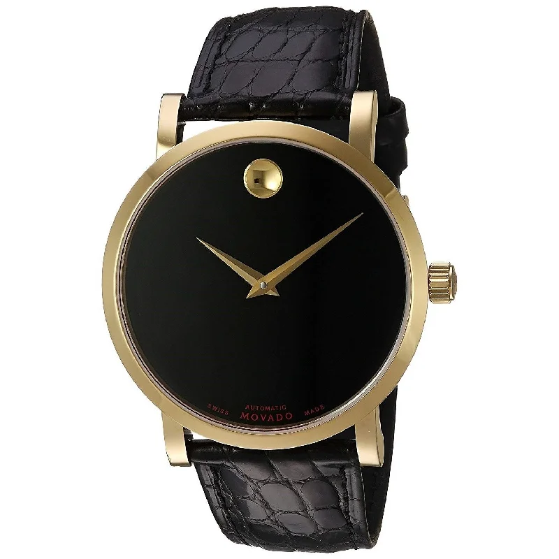 Movado Men's 0607007 Red Label Automatic Black Leather Watch