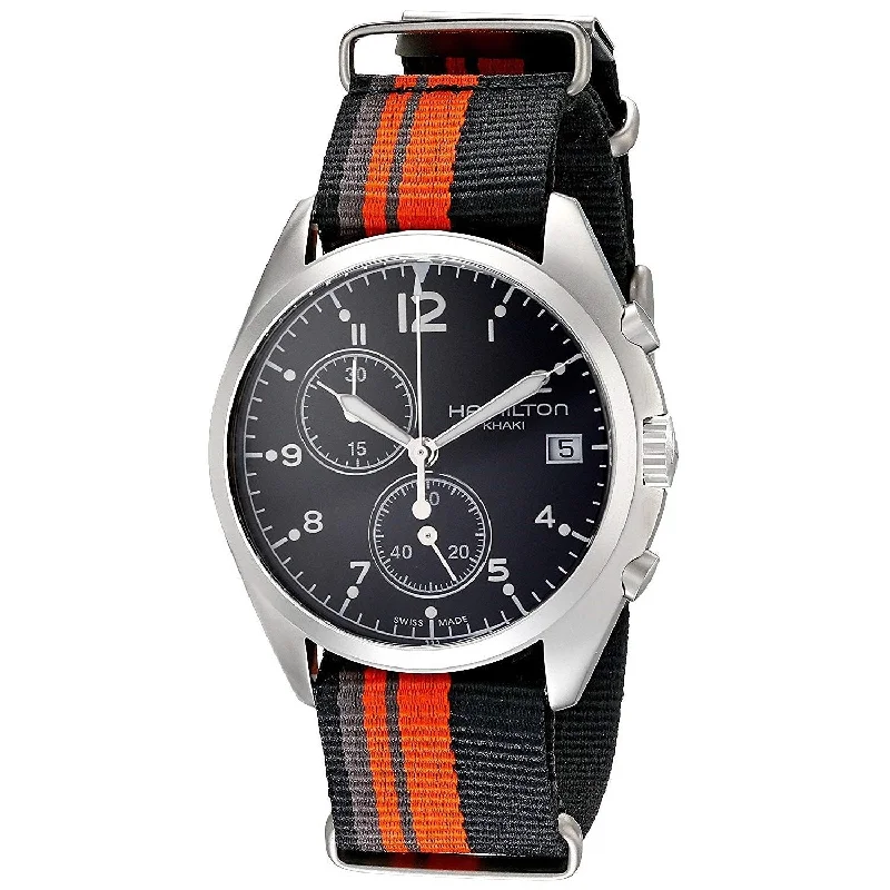 Hamilton Men's H76552933 Khaki Aviation Chronograph Automatic Orange and black Canvas Watch