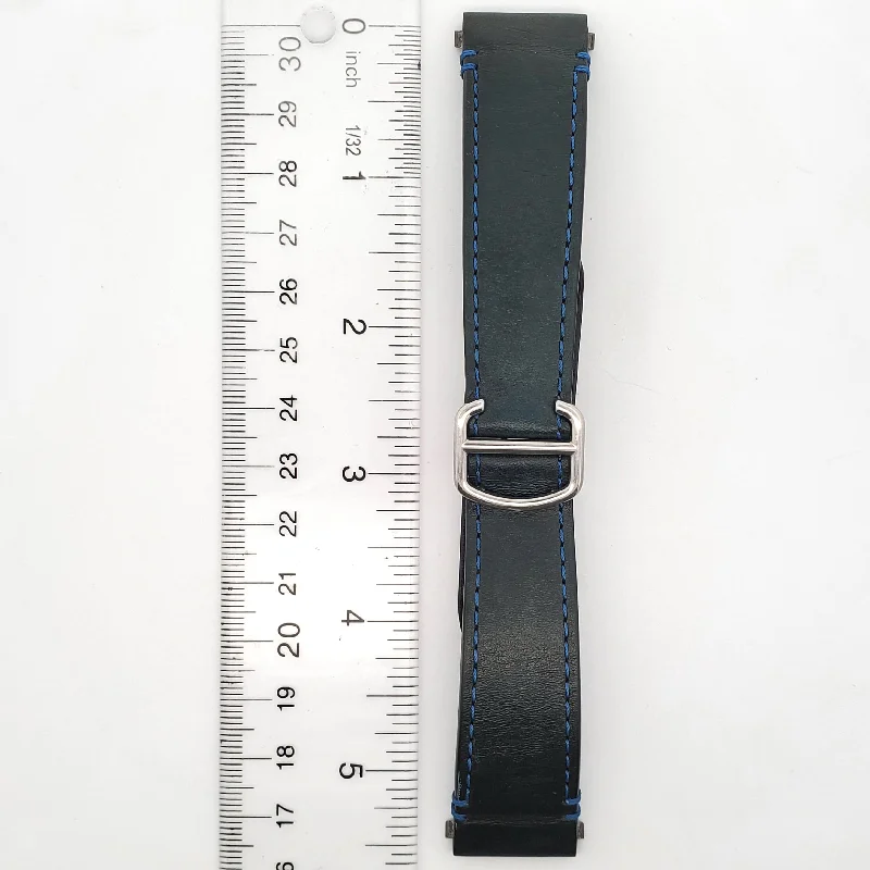 OEM Cartier Santos Quick Release Blue Calfskin Leather Strap with Deployment Buckle KD7GJABM 21mm