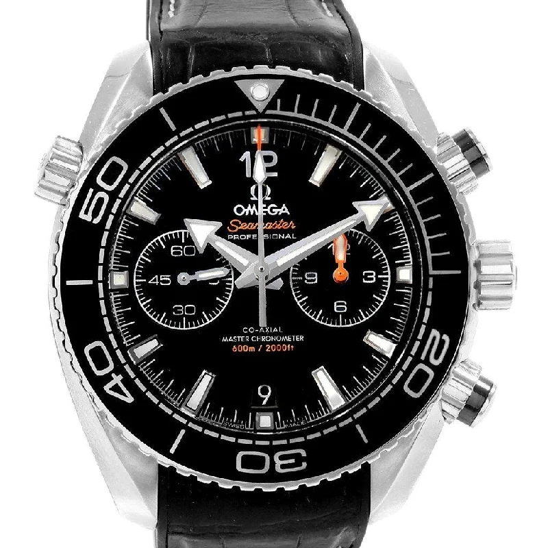 Omega Men's 215.33.46.51.01.001 Seamaster Planet Ocean Chronograph Black Leather Watch