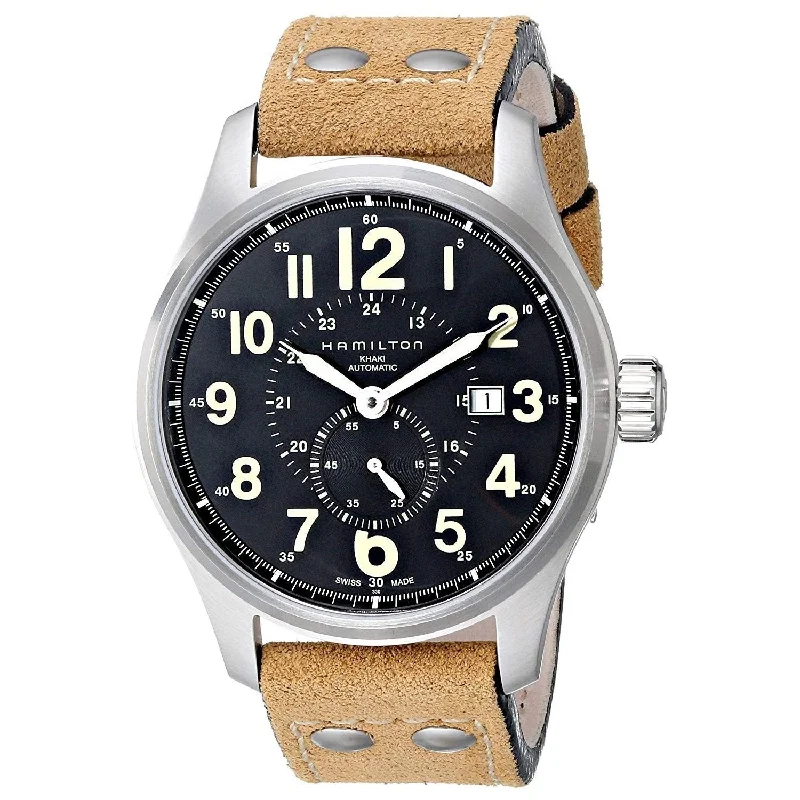 Hamilton Men's H70655733 Khaki Field Officer GMT Automatic Beige Leather Watch