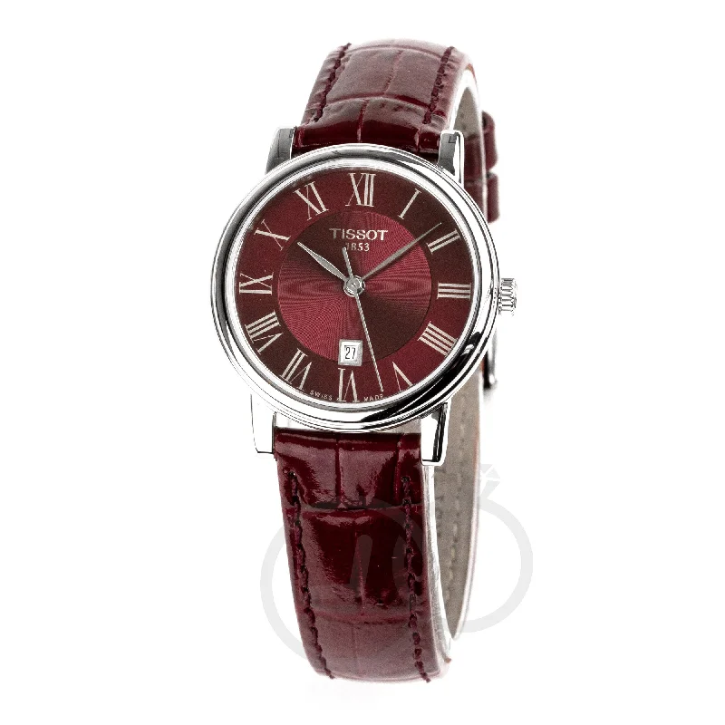 Tissot Carson Premium Ladies Silver Watch Red Burgundy T1222101637300