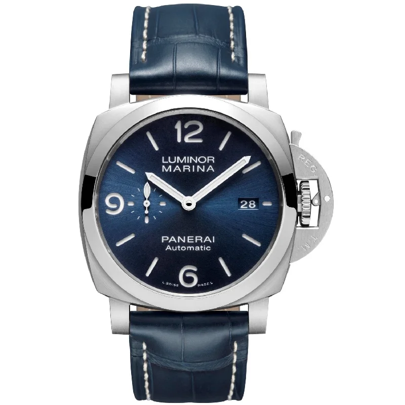 Panerai Men's PAM01313 Luminor Marina Blue Leather Watch