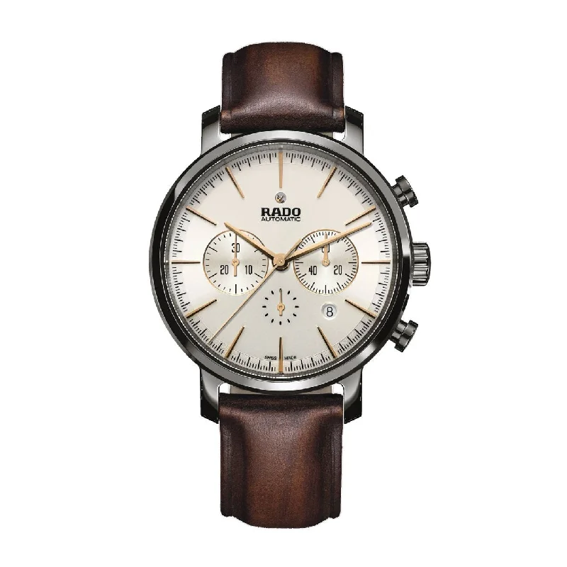 Rado Men's R14076106 Diamaster XXL Chronograph Automatic Brown Leather Watch