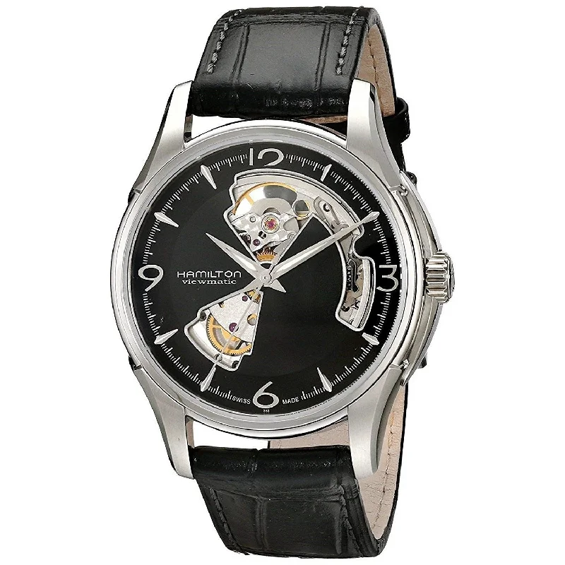 Hamilton Men's H32565735 Jazzmaster Open Heart Automatic Black Leather Watch