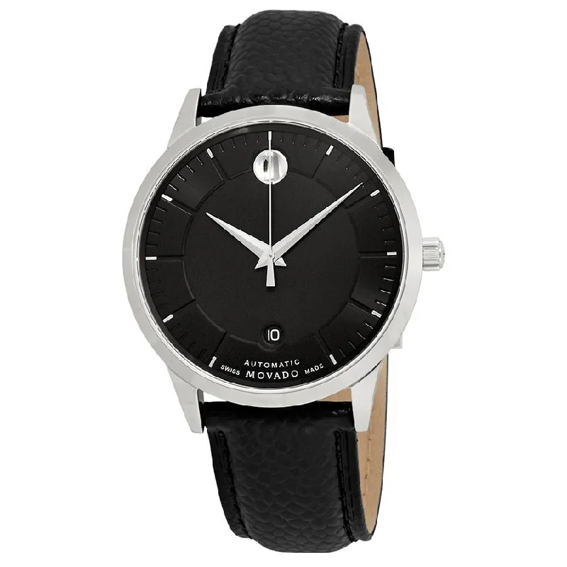 Movado Men's 0607019 1881 Automatic Black Leather Watch