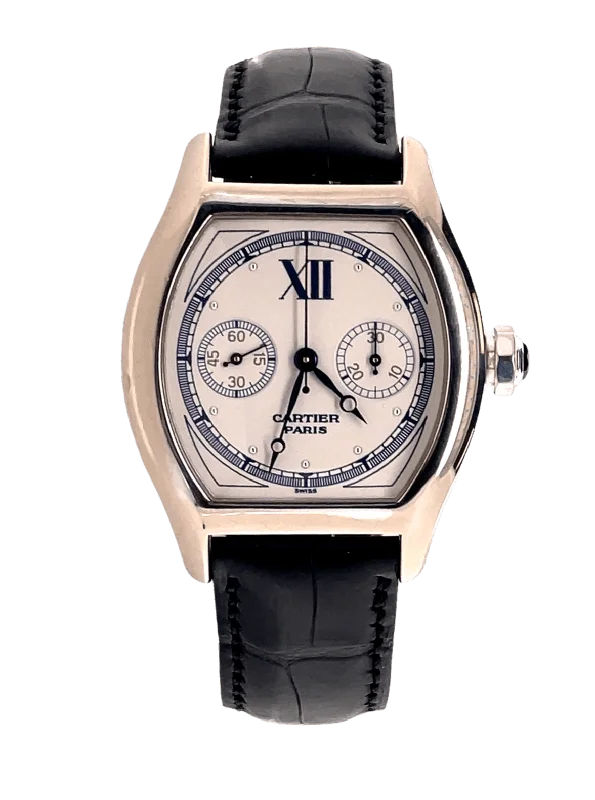 Cartier Privee Collection Tortue Monopoussoir 2396B Chronograph 18K White Gold