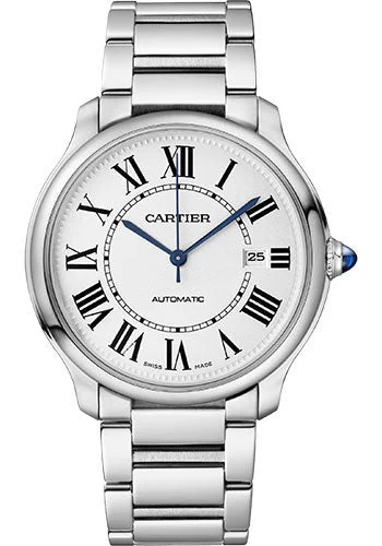 Cartier Ronde Must de Cartier Watch - 40 mm Steel Case - Sandblasted Silver Dial - Steel Strap - WSRN0035