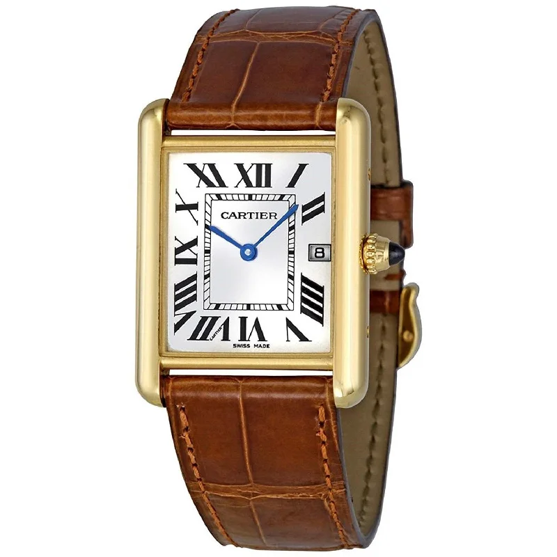 Cartier Men's W1529756 Tank Louis 18kt Yellow Gold Brown Leather Watch