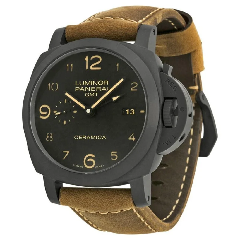 Panerai Men's PAM00441 Luminor Marina 1950 3 Days GMT Automatic Brown Leather Watch