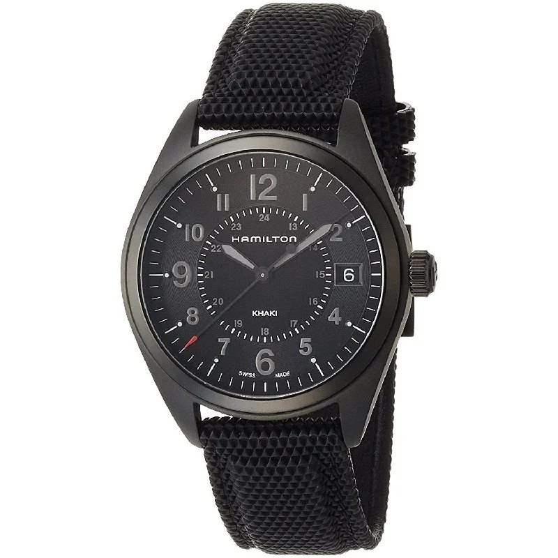 Hamilton Men's H68401735 Khaki Field Black Rubber and Leather Watch