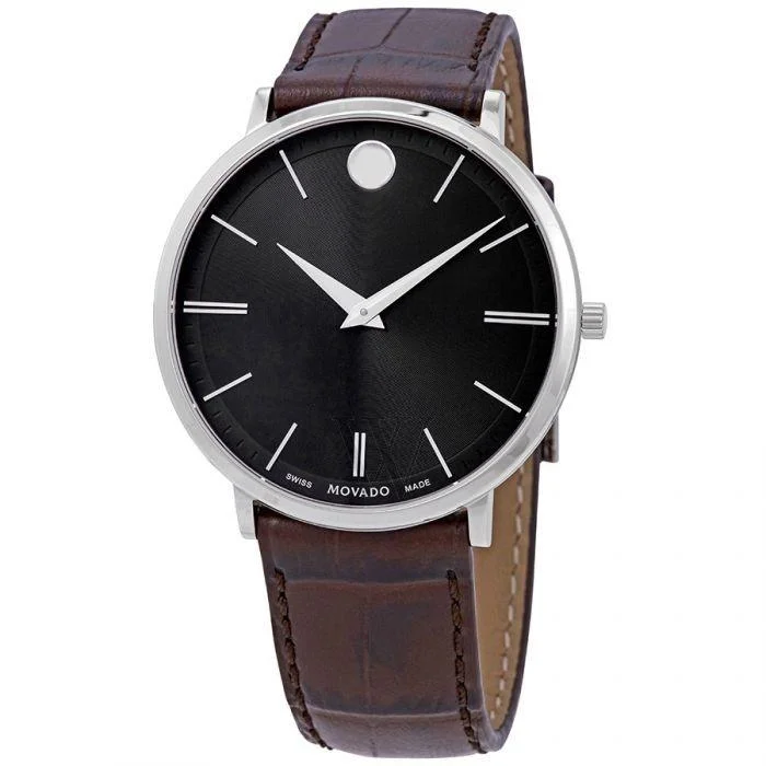 Movado Men's 0607172 Ultra Slim Brown Leather Watch