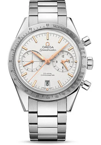 Omega Speedmaster '57 Omega Co-Axial Chronograph Watch - 41.5 mm Steel Case - Brushed Bezel - Silver Dial - 331.10.42.51.02.002