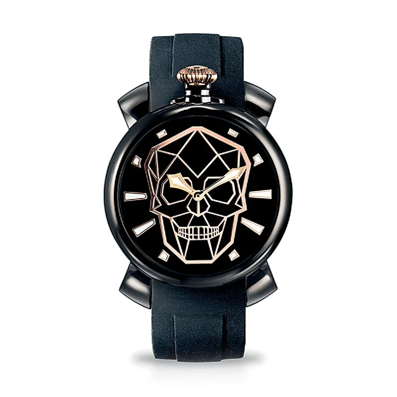 Gaga Milano Watch Slim 46 Bionic Skull Black PVD 5082.BS01