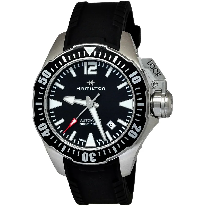 Hamilton Men's H77605335 Khaki Navy Automatic Black Rubber Watch