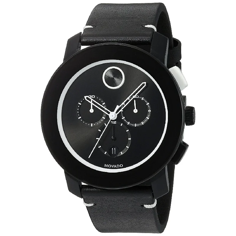 Movado Men's 3600386 Bold Chronograph Black Leather Watch