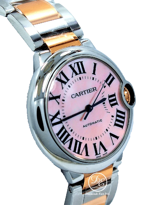 CARTIER BALLON BLEU W6920033 36mm 18K Rose Gold / SS Factory Pink MOP Dial Automatic