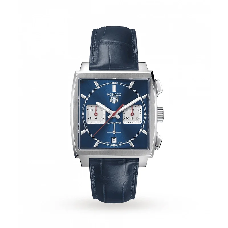 Tag Heuer Men's CBL2111.FC6453 Monaco Calibre Heuer 02 Chronograph Blue Leather Watch