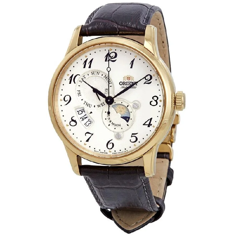 Orient Men's RA-AK0002S Classic Moonphase Automatic Brown Leather Watch