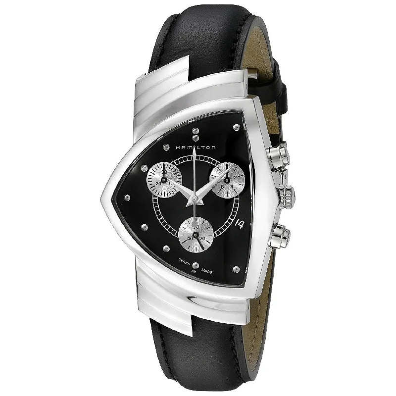 Hamilton Men's H24412732 Ventura Chronograph Black Leather Watch