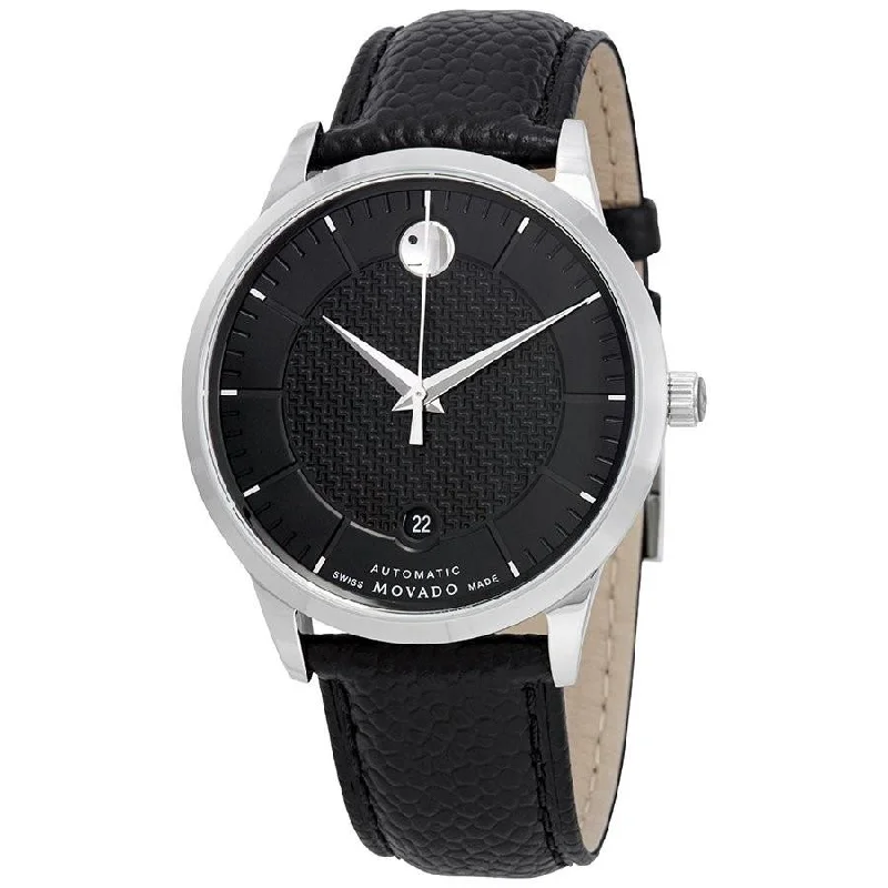 Movado Men's 0607165 1881 Automatic Black Leather Watch