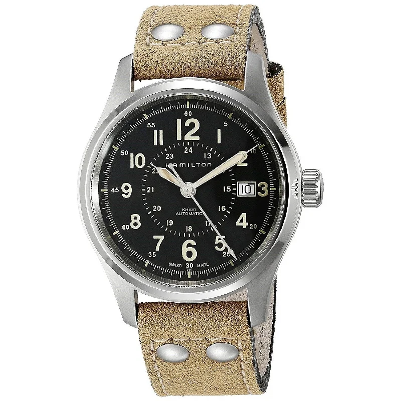 Hamilton Men's H70595593 Khaki Field Automatic Beige Leather Watch