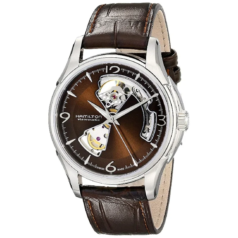 Hamilton Men's H32565595 Jazzmaster Open Heart Automatic Brown Leather Watch